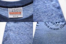 画像4: 80s USA製 Hanes HAVE YOU HUGGED YOUR HORSE TODAY? 両面プリント リンガーTシャツ 杢ブルー×紺 M (4)