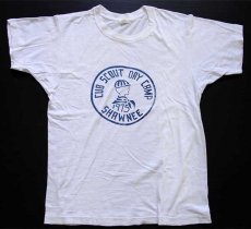 画像2: 70s USA製 BSA ボーイスカウト CUB SCOUT DAY CAMP SHAWNEE コットンTシャツ 白 L (2)
