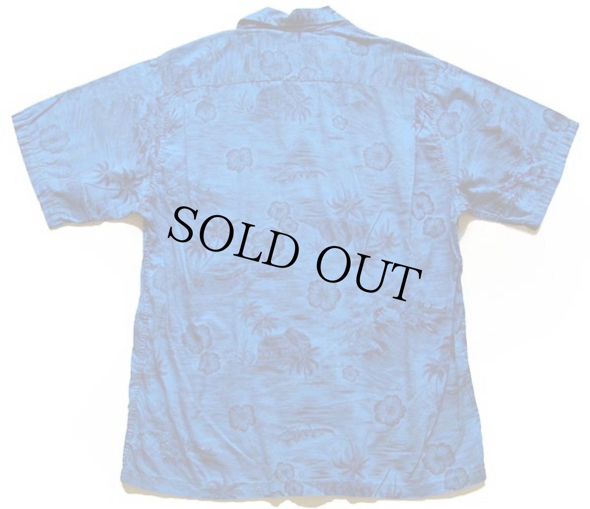 画像2: 60s UNKNOWN ハワイ柄 コットン アロハシャツ 青 (2)