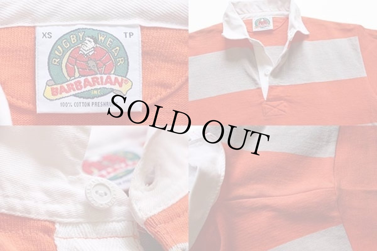 画像3: カナダ製 BARBARIANバーバリアン 太ボーダー 半袖 コットン ラガーシャツ XS (3)