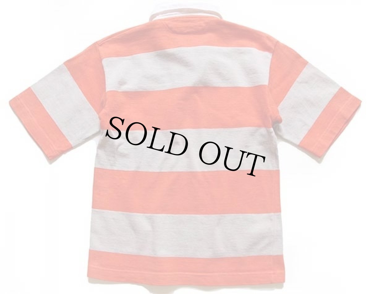 画像2: カナダ製 BARBARIANバーバリアン 太ボーダー 半袖 コットン ラガーシャツ XS (2)