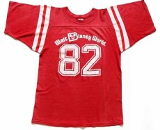 画像2: 80s USA製 Collegiate Pacific Walt Disney World 82 ナンバリング フロッキープリント フットボールTシャツ 赤 S (2)