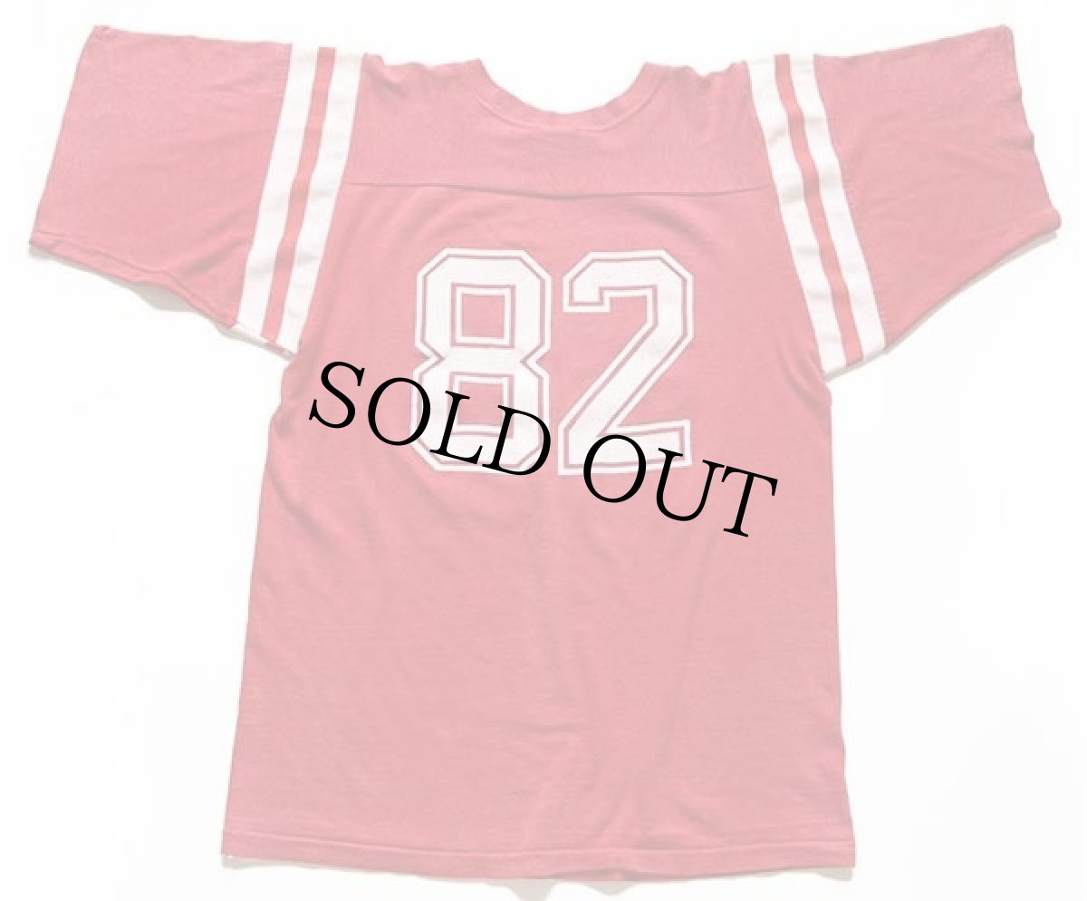 画像2: 80s USA製 Collegiate Pacific Walt Disney World 82 ナンバリング フロッキープリント フットボールTシャツ 赤 S (2)