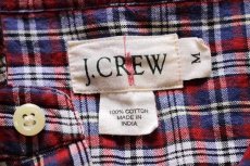 画像4: 90s J.CREW タータンチェック 半袖 オックスフォード コットンシャツ M★インド綿 (4)