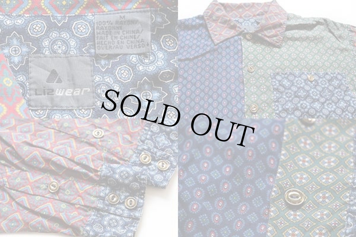 画像3: 90s Lizwear 総柄 クレイジーパターン レーヨンシャツ M (3)