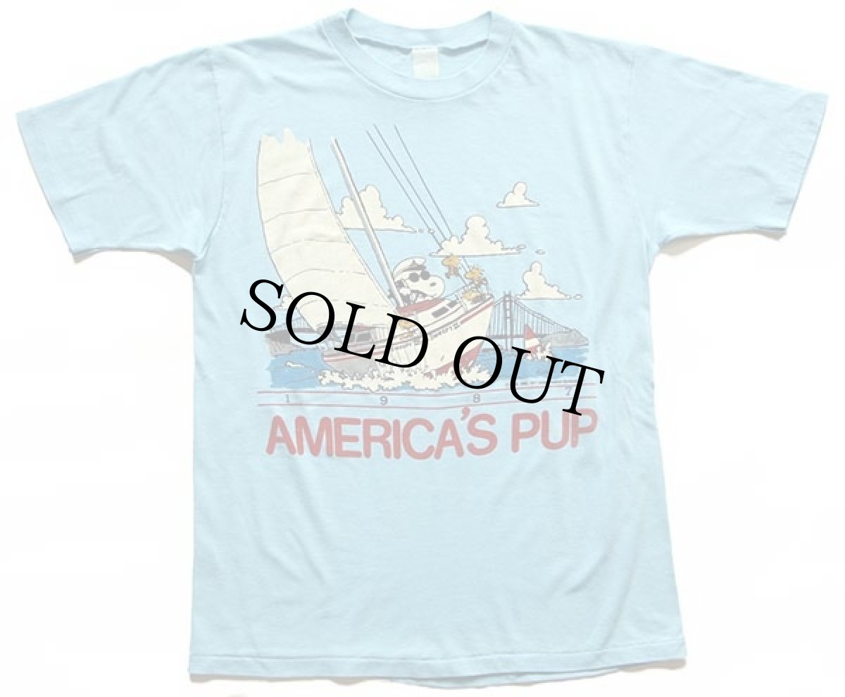 画像2: 80s スヌーピー ウッドストック AMERICA'S PUP Tシャツ 水色 (2)