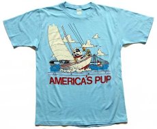 画像2: 80s スヌーピー ウッドストック AMERICA'S PUP Tシャツ 水色 (2)