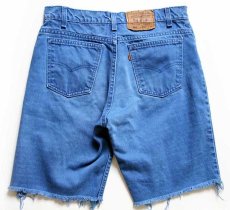 画像2: 90s USA製 Levi'sリーバイス 550 カットオフ カラーデニム ショートパンツ 青 w32★ショーツ (2)