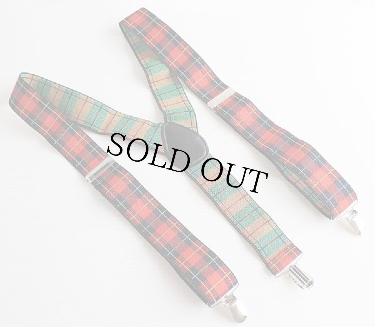 画像2: UNKNOWN タータンチェック クリップ式 サスペンダー★50 (2)