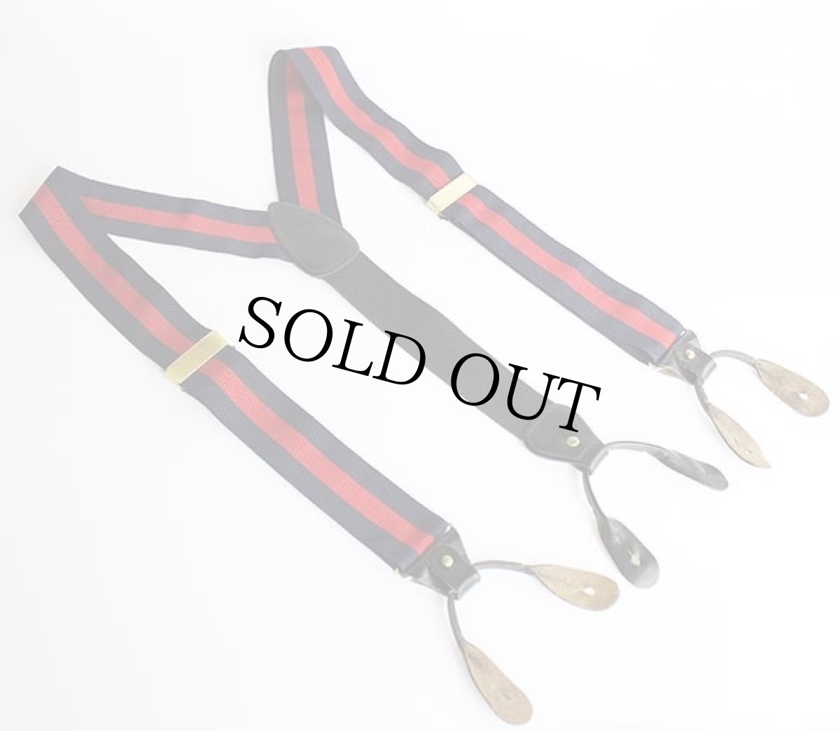 画像2: 英国製 Regent BELT ストライプ ボタンタブ式 サスペンダー 紺×赤★39 (2)