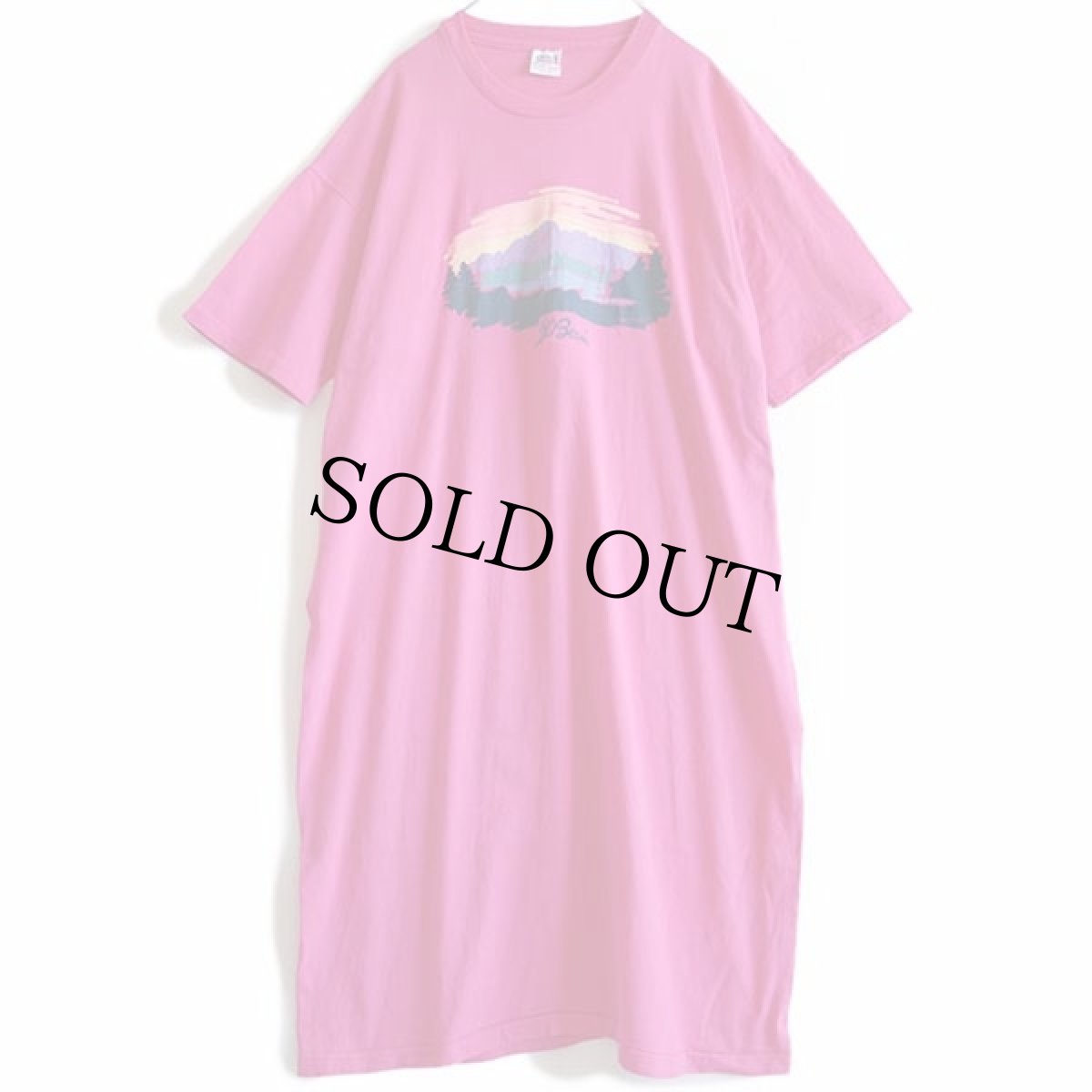 画像2: 90s USA製 L.L.Bean コットンTシャツ ワンピース ピンク (2)