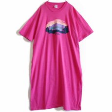 画像2: 90s USA製 L.L.Bean コットンTシャツ ワンピース ピンク (2)