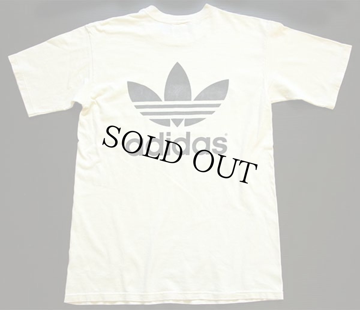 画像3: 90s USA製 adidasアディダス トレフォイル ビッグロゴ 両面プリント コットンTシャツ 薄黄 S (3)