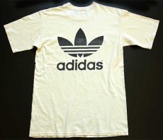 画像3: 90s USA製 adidasアディダス トレフォイル ビッグロゴ 両面プリント コットンTシャツ 薄黄 S (3)