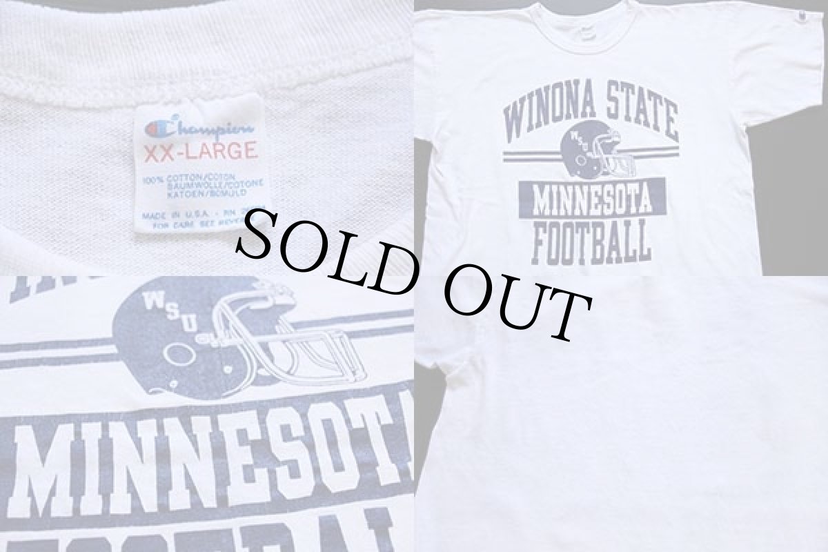 画像4: 80s USA製 Championチャンピオン WINONA STATE FOOTBALL コットンTシャツ 白 XXL (4)
