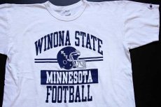 画像1: 80s USA製 Championチャンピオン WINONA STATE FOOTBALL コットンTシャツ 白 XXL (1)