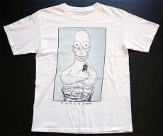 画像2: 00s The Simpsons シンプソンズ ホーマー Couch Patato 両面プリント コットンTシャツ 白 (2)