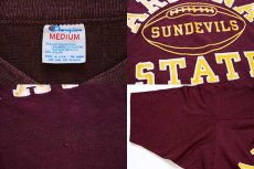 画像4: 80s USA製 Championチャンピオン ARIZONA STATE SUNDEVILS フットボールTシャツ バーガンディ M (4)