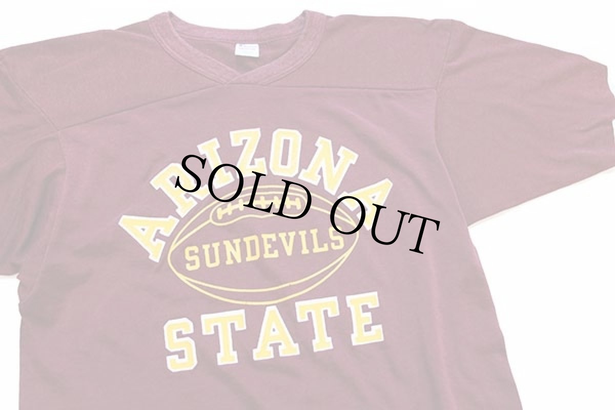 画像1: 80s USA製 Championチャンピオン ARIZONA STATE SUNDEVILS フットボールTシャツ バーガンディ M (1)