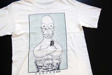 画像1: 00s The Simpsons シンプソンズ ホーマー Couch Patato 両面プリント コットンTシャツ 白 (1)