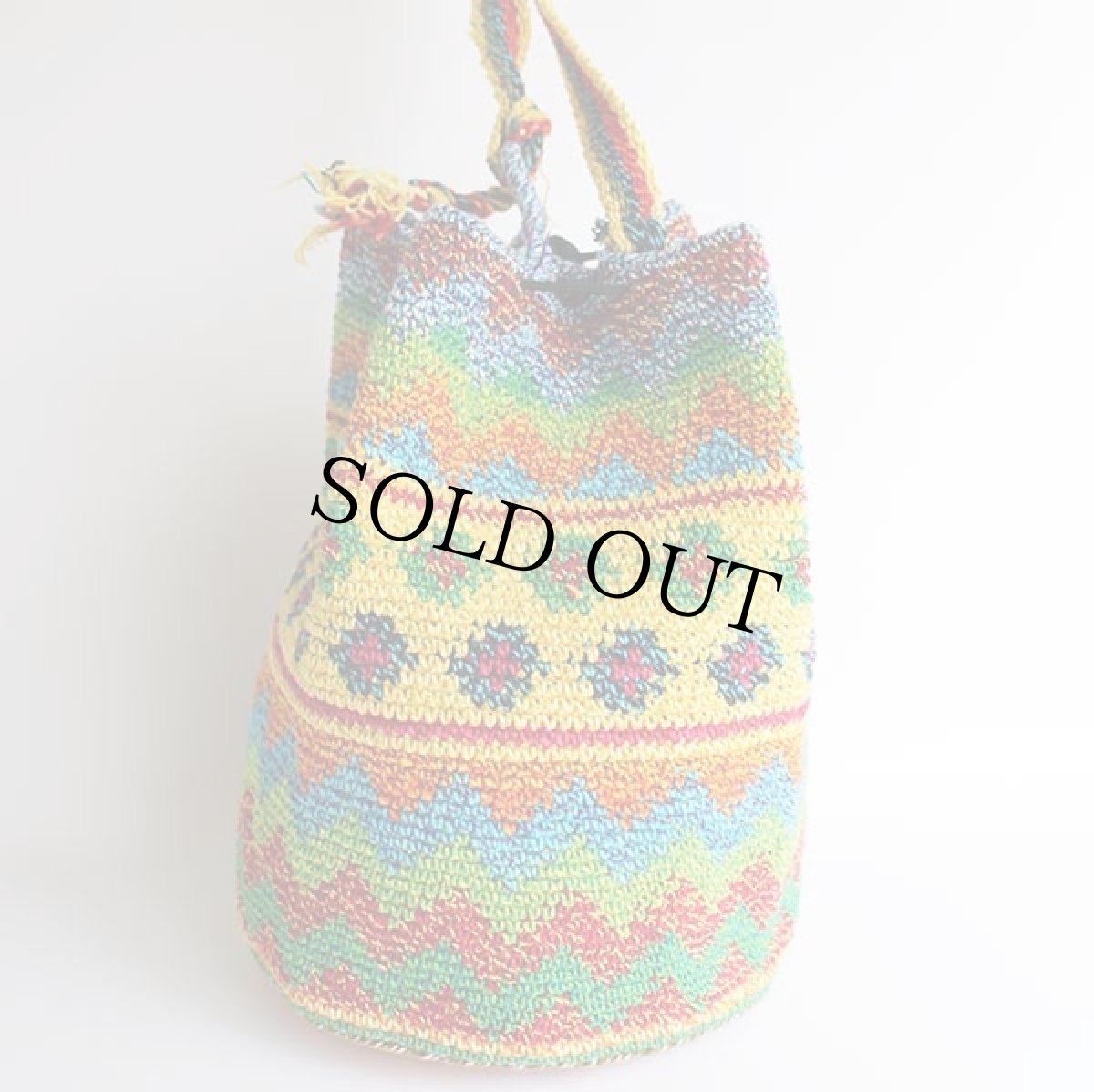 画像3: ハンドメイド フォークロア柄 バケツ型 編み込み ショルダーバッグ (3)