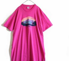 画像1: 90s USA製 L.L.Bean コットンTシャツ ワンピース ピンク (1)