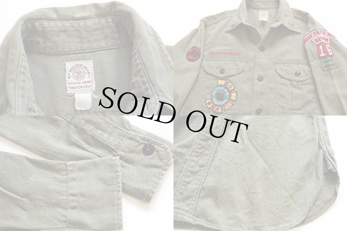 画像3: 50s BSA ボーイスカウト パッチ&マチ付き コットンツイルシャツ オリーブ (3)