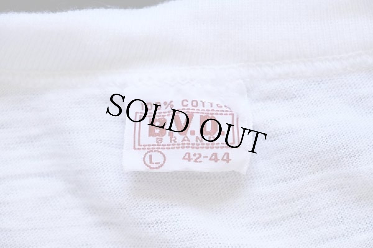 画像4: 60s B.V.D. 無地 バインダーネック コットンTシャツ 白 L (4)