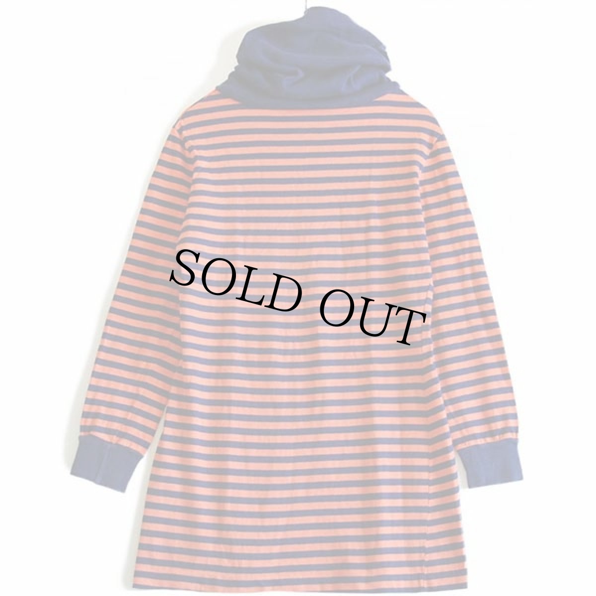 画像2: 70s malibu ボーダー タートルネック カットソー ネイビー×オレンジ M (2)