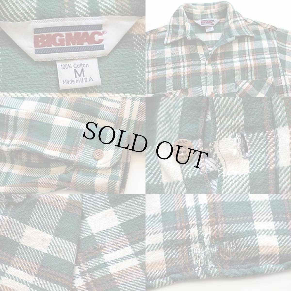 画像3: 80s USA製 JCPenney BIGMACビッグマック チェック コットン フランネルシャツ M (3)