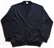 画像1: 80s USA製 JERZEES 無地 パチポケ スウェット カーディガン 黒 ユニセックス★ブランク (1)