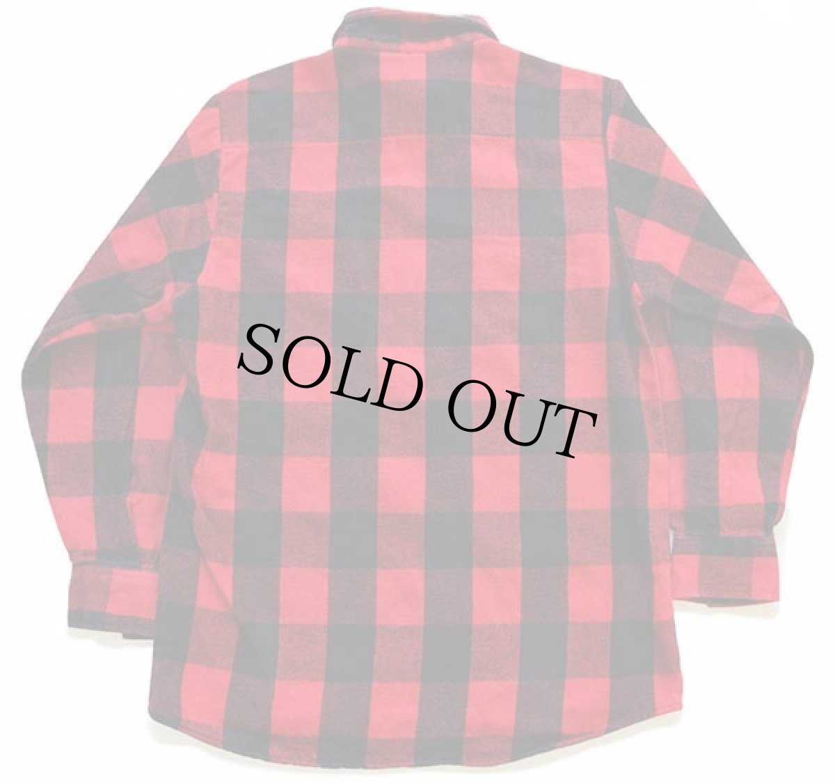 画像2: 80s USA製 KEY バッファローチェック プルオーバー コットン フランネルシャツ 赤×黒 M (2)