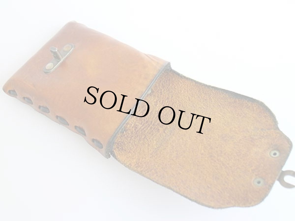 画像3: 70s ハンドクラフト 花柄 カービング レザー ベルトポーチ 茶 (3)