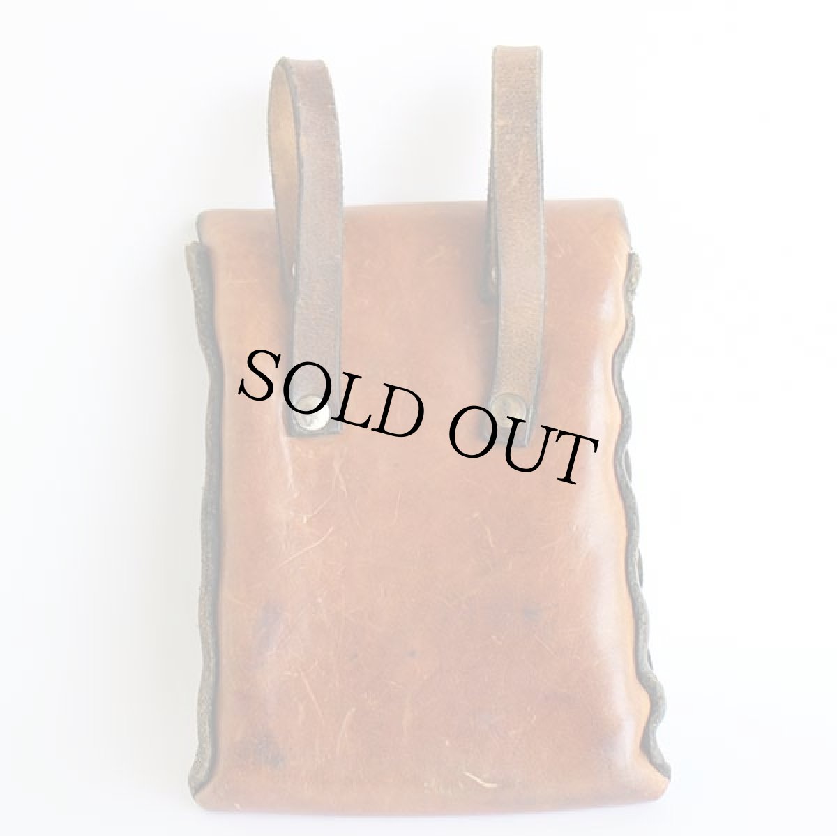 画像2: 70s ハンドクラフト 花柄 カービング レザー ベルトポーチ 茶 (2)