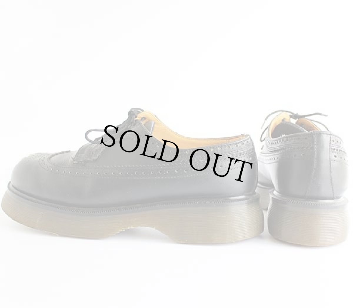 画像2: 英国製 DR.MARTENSドクターマーチン ウイングチップ レザーシューズ 厚底 黒 UK9 (2)