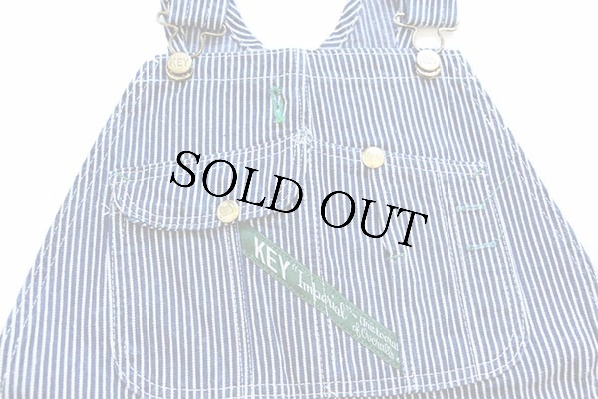 画像4: 90s USA製 KEY Imperial ヒッコリー ストライプ オーバーオール w34 (4)