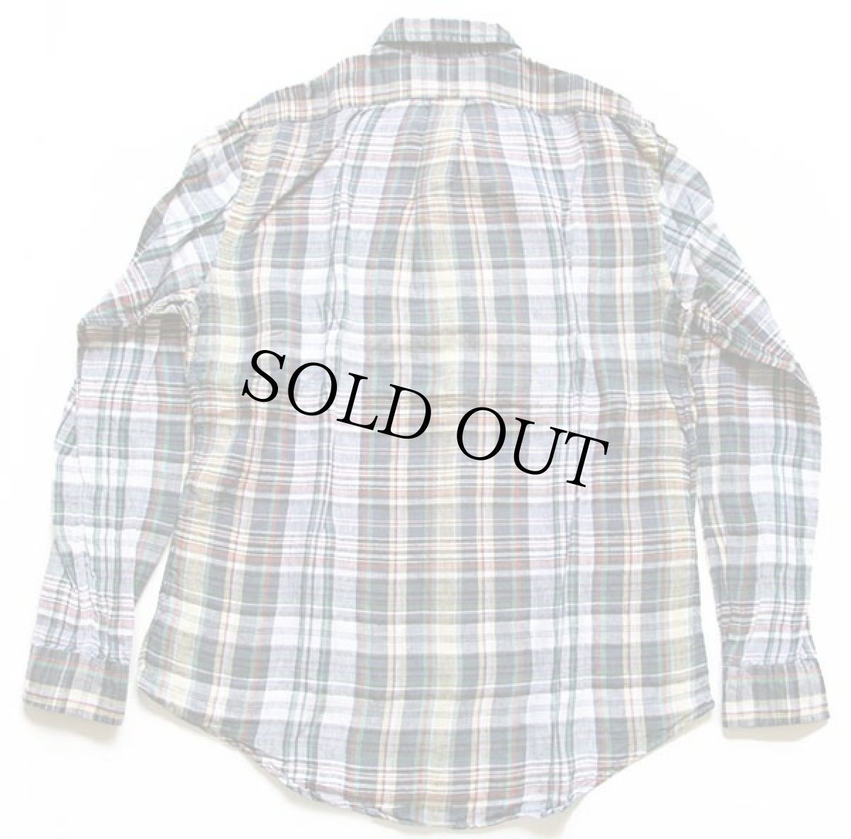 画像2: 90s ラルフローレン マドラスチェック ボタンダウン リネンシャツ M (2)