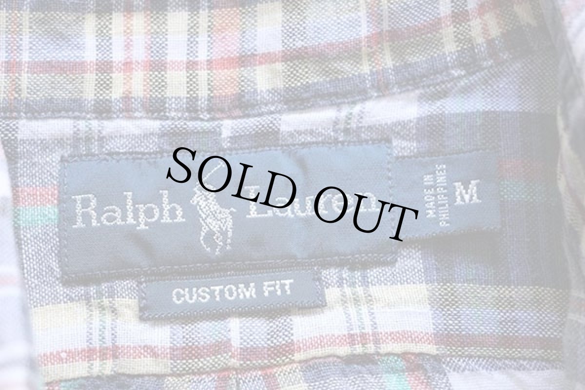 画像3: 90s ラルフローレン マドラスチェック ボタンダウン リネンシャツ M (3)