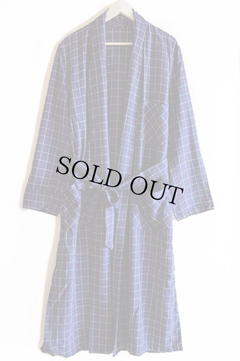 画像2: 60s UNKNOWN チェック ショールカラー レーヨン ガウン L (2)