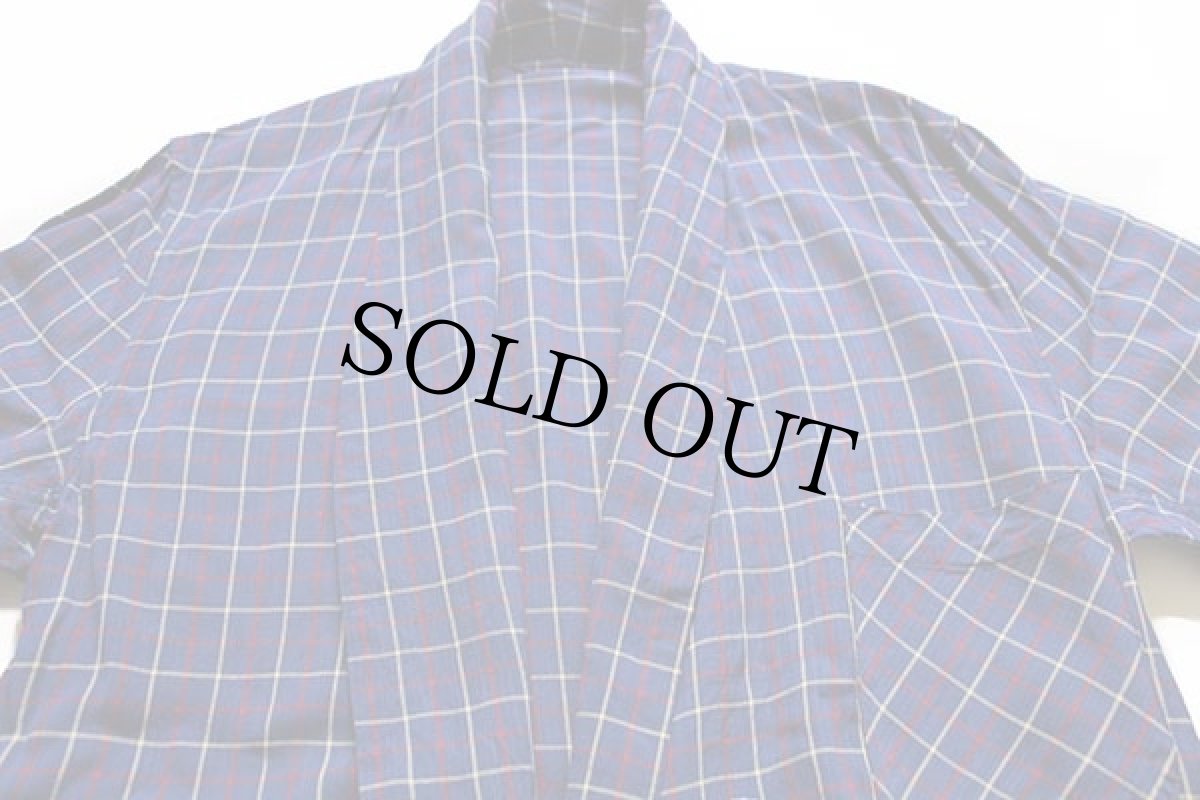 画像4: 60s UNKNOWN チェック ショールカラー レーヨン ガウン L (4)