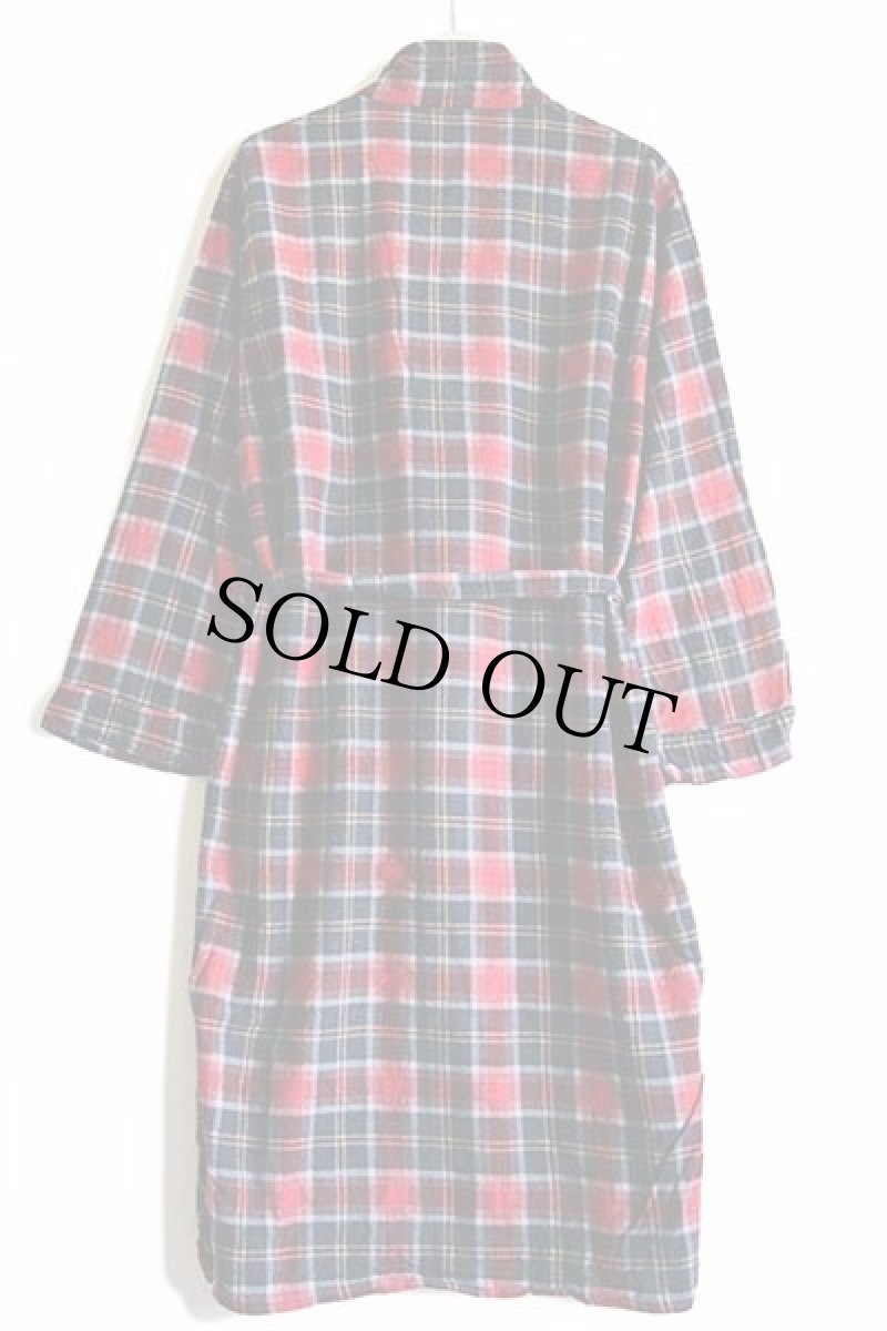 画像3: 60s wings チェック ショールカラー コットン プリントネル ガウン L (3)