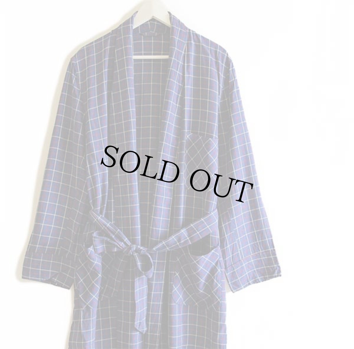 画像1: 60s UNKNOWN チェック ショールカラー レーヨン ガウン L (1)