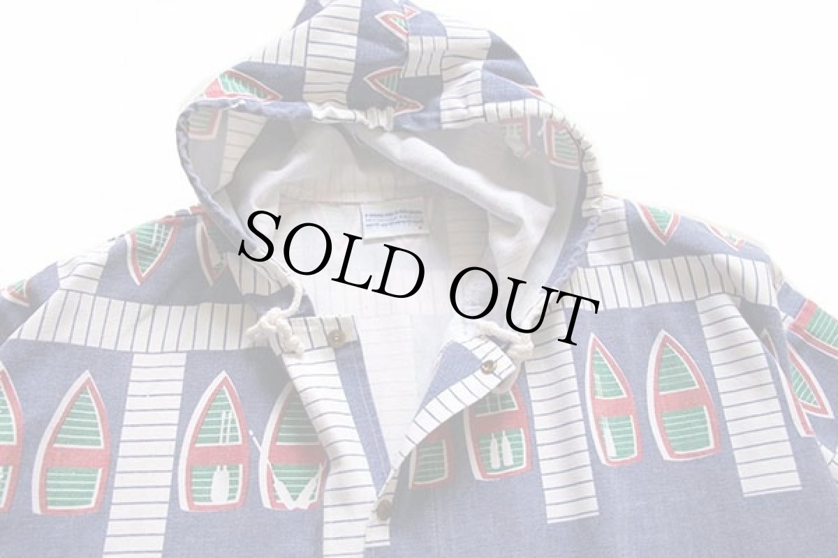 画像3: 90s USA製 MICHIGAN RAGミシガンラグ ボート 総柄 パーカー (3)