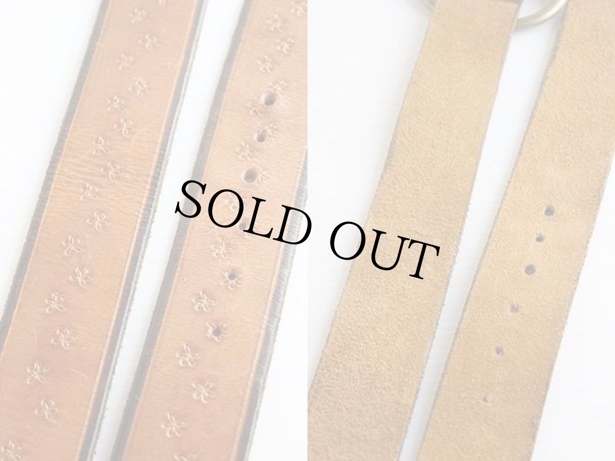 画像3: 70s 小花柄 カービング レザーベルト 茶★1078 (3)