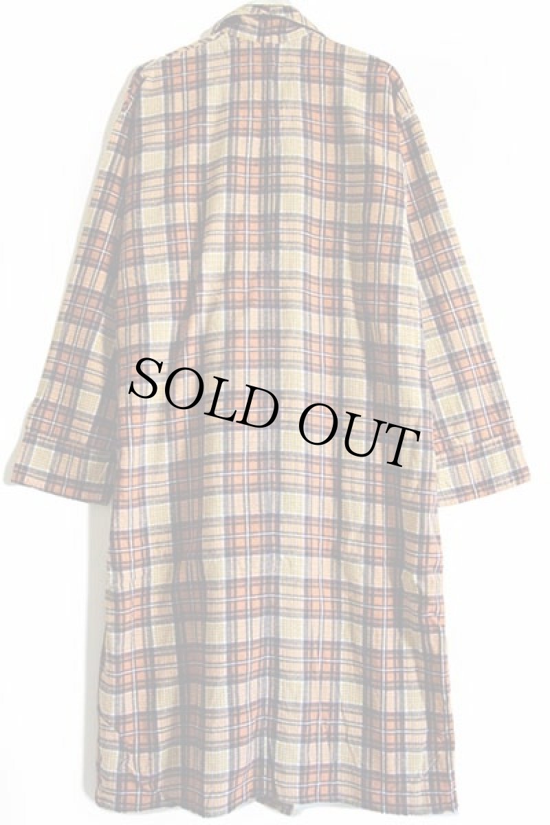 画像3: 50s Hadson チェック ショールカラー プリントネル ガウン XL (3)