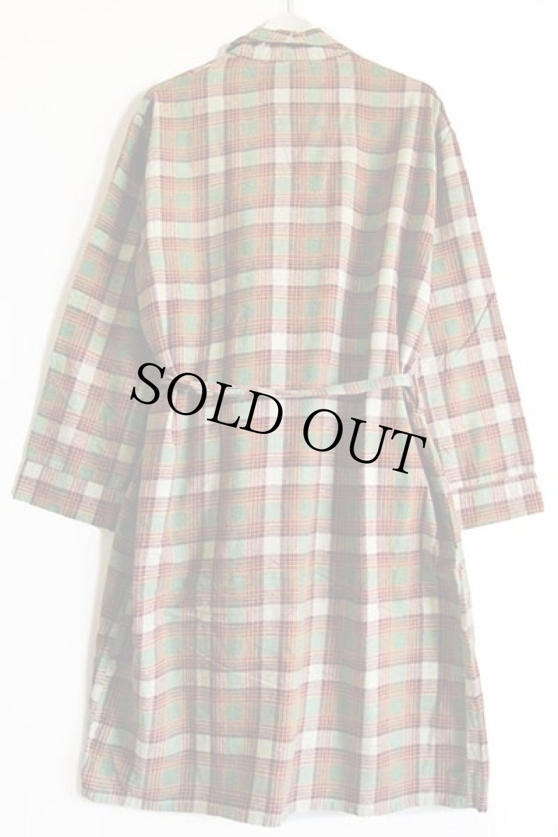 画像3: 60s Leisure Robe チェック ショールカラー プリントネル ガウン (3)
