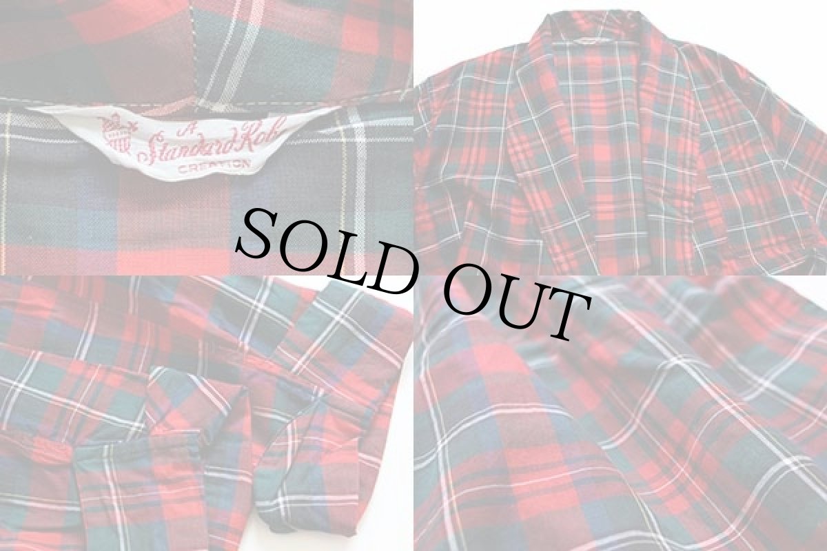 画像4: 60s A Standard Robe タータンチェック ショールカラー コットン ガウン (4)