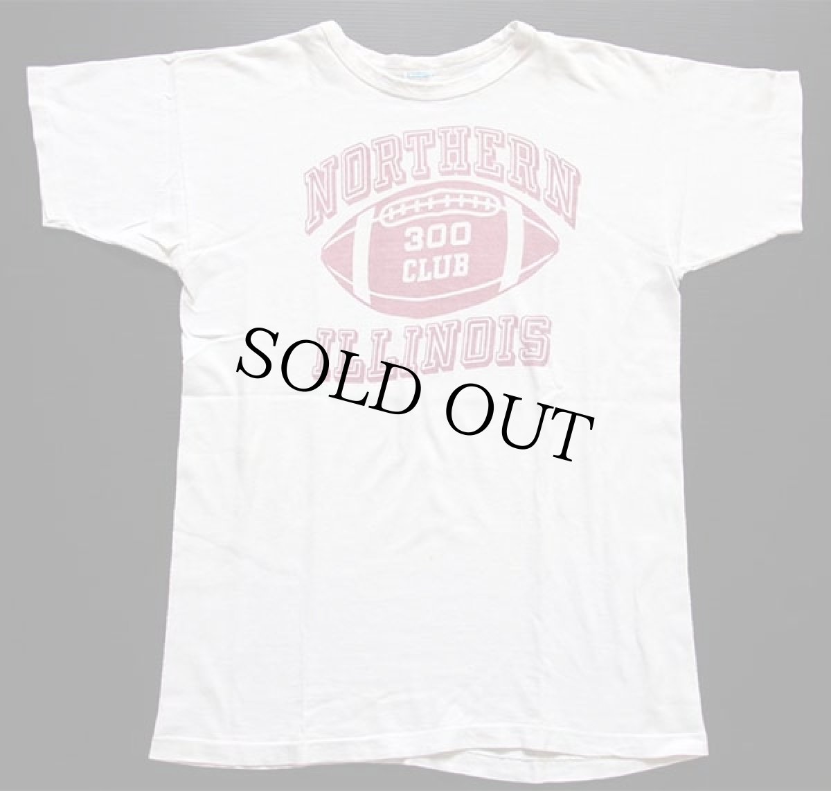 画像2: 70s USA製 Championチャンピオン NORTHERN ILLINOIS 三段中抜き 染み込みプリント コットンTシャツ 白 XL (2)