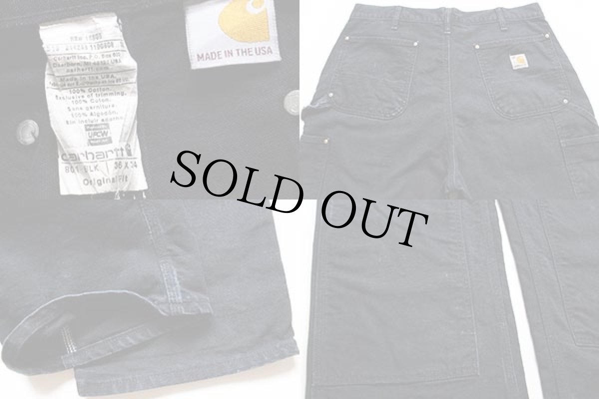 画像5: USA製 carharttカーハート ダブルニー ダック地 ペインターパンツ 黒 w36 L34 (5)