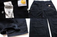 画像5: USA製 carharttカーハート ダブルニー ダック地 ペインターパンツ 黒 w36 L34 (5)